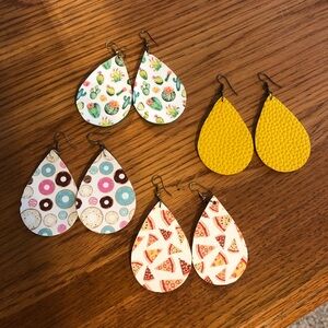 Faux Leather Teardrop Earrings Bundle